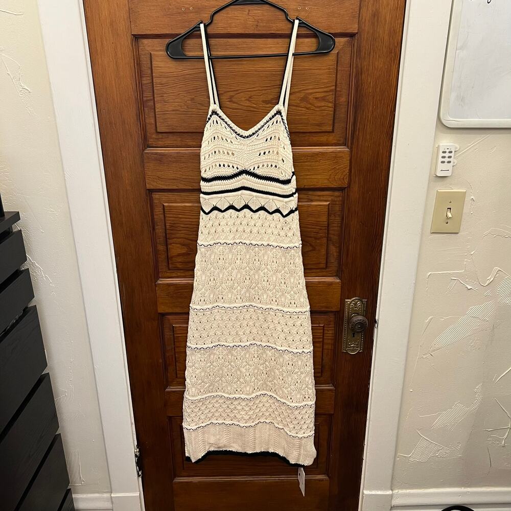 Commense Paros Crochet Eyelet See Through Midi Dress sz XS NWT's Off White